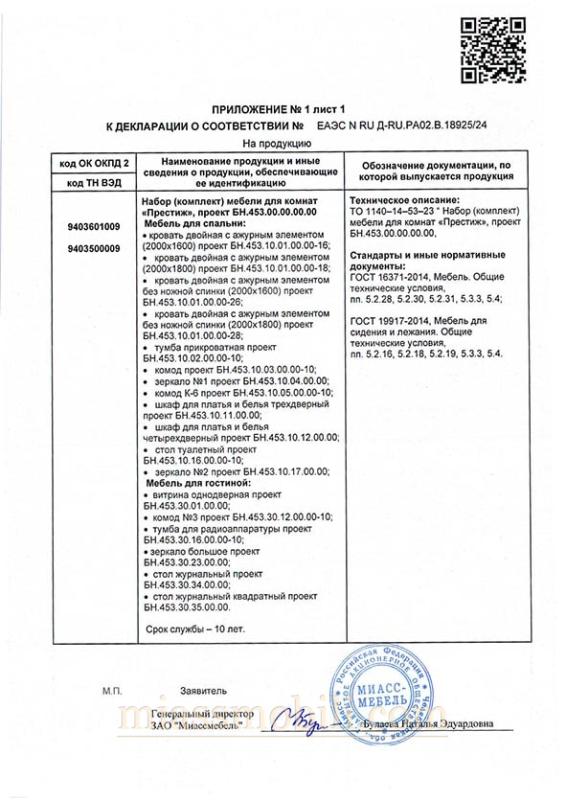 Приложение к декларации Престиж