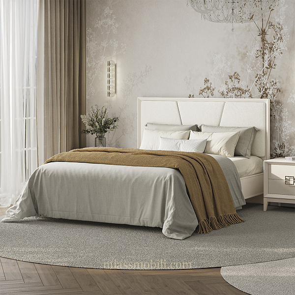 Кровать двойная с мягким элементом без н/с Modena дуб Сатин